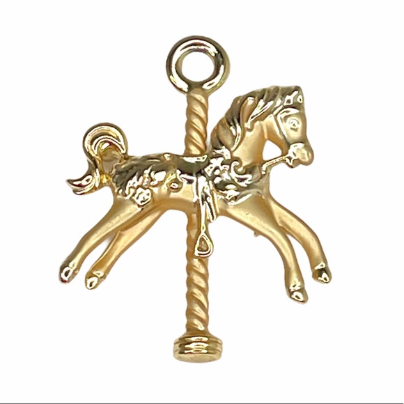 AJC Carousel Horse Brooch, Vintage, Gold Tone - Picture 1 of 3